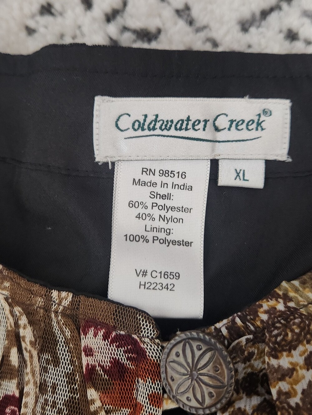 Coldwater Creek Boho Patchwork Embellished Multimedia Jacket Artsy Lagenlook XL - Picture 9 of 10